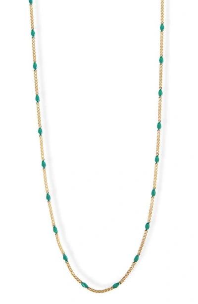 Shop Argento Vivo Sterling Silver Enamel Station Curb Chain Necklace In Gold/ Green