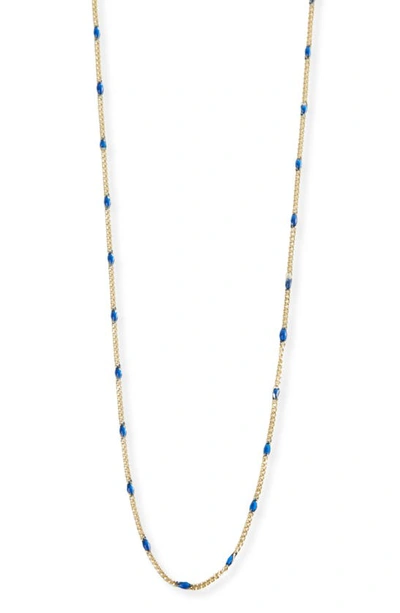 Shop Argento Vivo Sterling Silver Enamel Station Curb Chain Necklace In Gold/ Blue