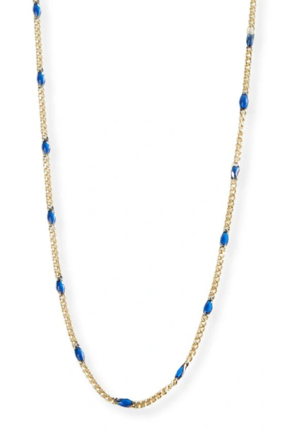Shop Argento Vivo Sterling Silver Enamel Station Curb Chain Necklace In Gold/ Blue
