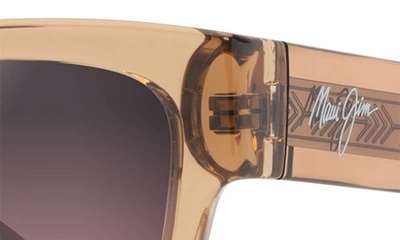 Maui Jim Kenui 53mm Polarizedplus2® Square Sunglasses In Shiny Trans Light Brown
