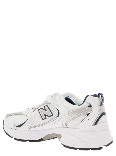 Shop New Balance '530' White And Blue Low Top Sneakers With Logo Patch In Tech Fabric Woman In Grey