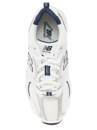 Shop New Balance '530' White And Blue Low Top Sneakers With Logo Patch In Tech Fabric Woman In Grey