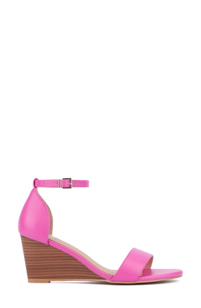 New York And Company Sharona Wedge Sandal In Vivid Berry