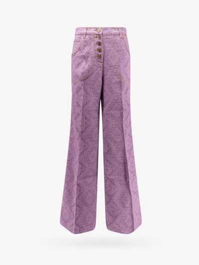 Shop Etro Trouser In Purple