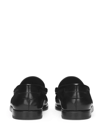 Shop Dolce & Gabbana Leather Loafers With Logo Plaque In Black