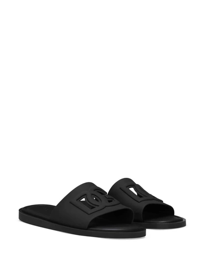Shop Dolce & Gabbana Open Toe Slide Sandals In Black