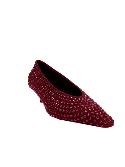 Shop La Rose Heeled Ballerina Shoes Crystal Bordeaux In Red