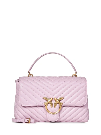 Shop Pinko Classic Lady Love Bag Puff Chevron Handbag In Viola