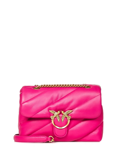 Shop Pinko Classic Love Bag Puff Maxi Quilt Shoulder Bag In Fucsia