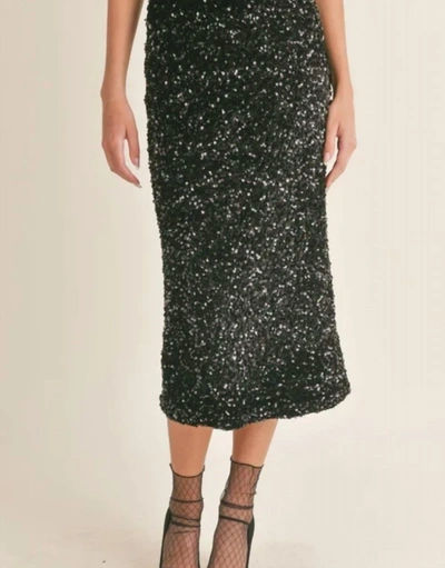 Shop Sadie & Sage Illuminate Sequin Midi Skirt In Black Sequin