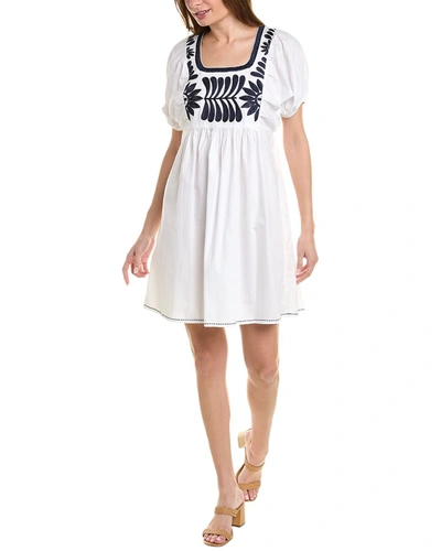 Shop Bella Tu Embroidered Linen Mini Dress In White