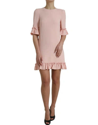 Shop Dolce & Gabbana Light Pink Viscose A-line Shift Mini Dress