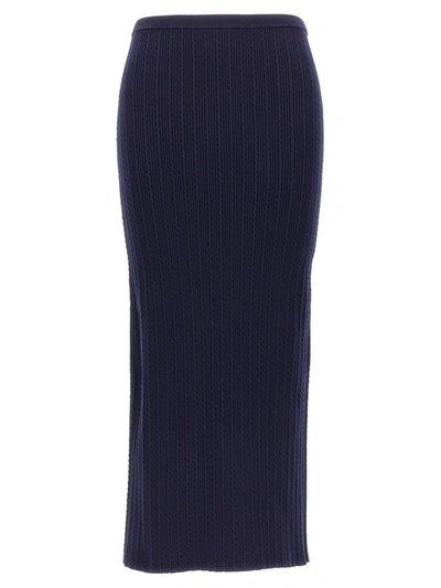 Shop Alessandra Rich Knit Midi Skirt In Blue