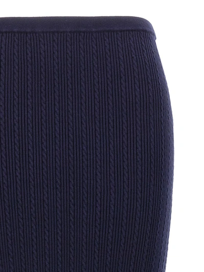 Alessandra Rich Knitted Pencil Skirt In Blue
