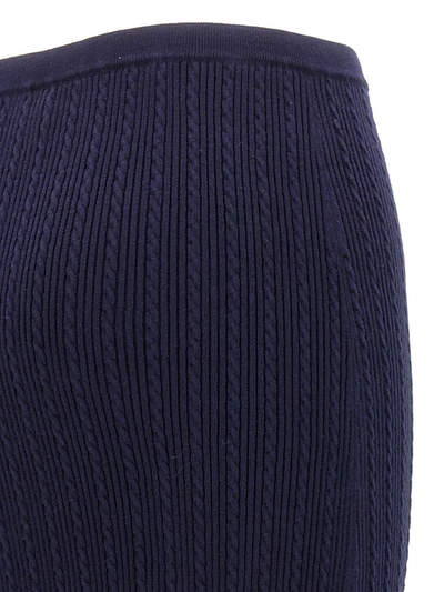 Shop Alessandra Rich Knit Midi Skirt In Blue