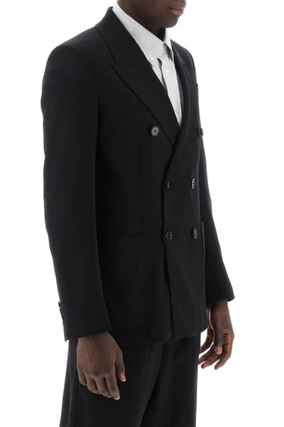 Shop Ami Alexandre Mattiussi Ami Paris Double-breasted Wool Jacket For Men In Black