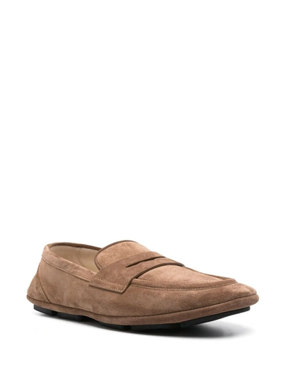 Shop Dolce & Gabbana Loafers With Logo Plaque In Brown