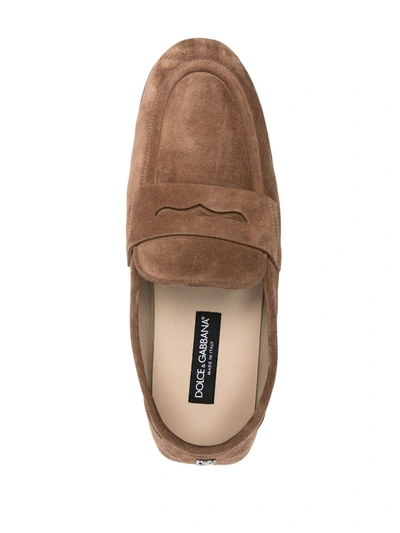 Shop Dolce & Gabbana Loafers With Logo Plaque In Brown