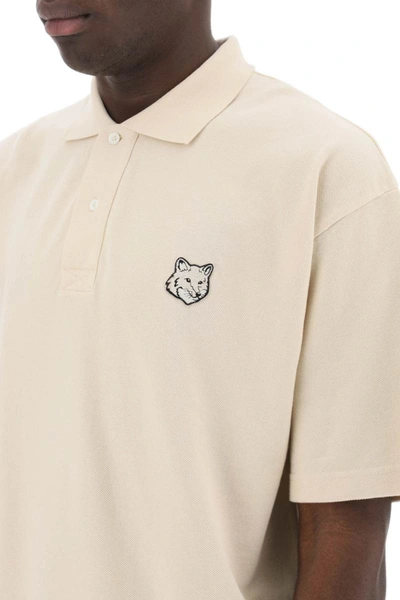 Shop Maison Kitsuné Maison Kitsune "oversized Polo Shirt With Bold Fox In Beige