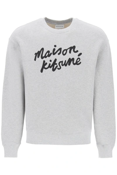 Shop Maison Kitsuné Maison Kitsune Crewneck Sweatshirt With Logo In Grey