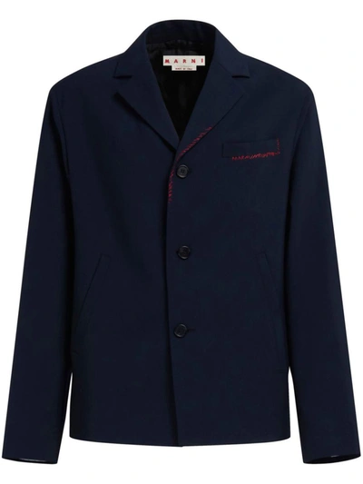 Shop Marni Blazer With  Mending In Blue
