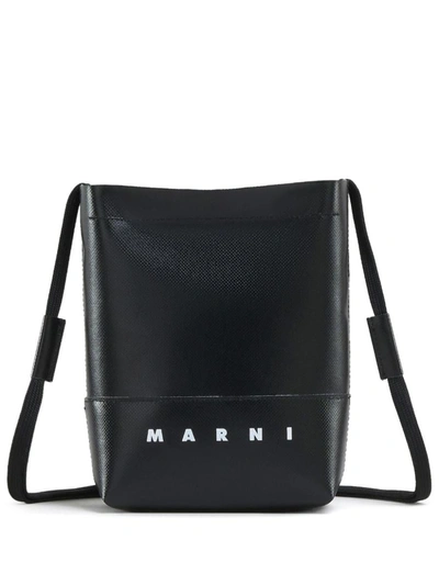 Shop Marni Crossbody Bag With Shoelace Strap In Black