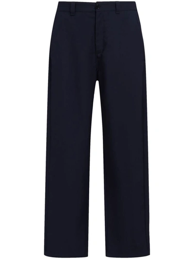 Shop Marni Trousers With Back Logo Waist In Blue