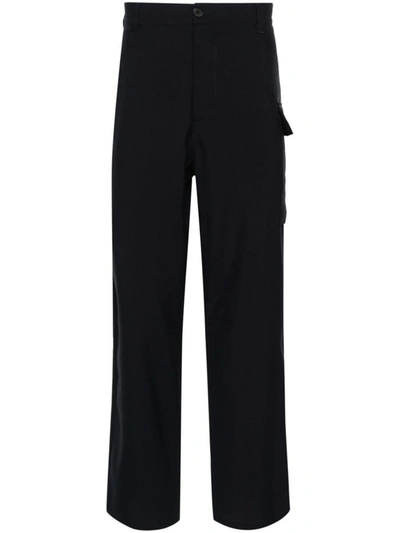 Shop Marni Trousers With Utility Pocket In Blue