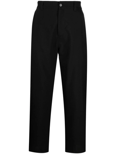 Shop Marni Trousers With Back Logo Waist In Black