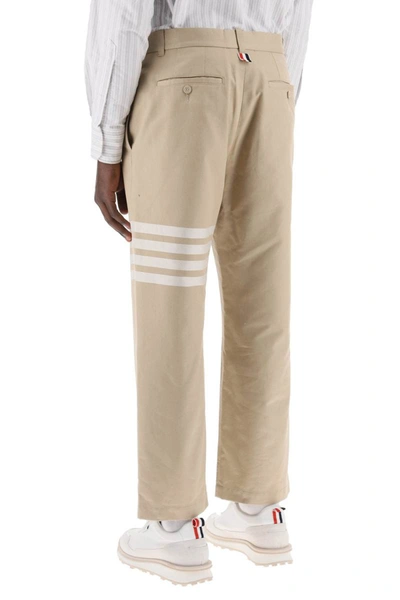 Shop Thom Browne Pants With 4-bar In Beige