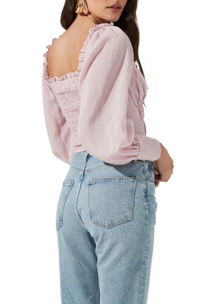Shop Astr The Label Amber Puff Sleeve Smocked Blouse In Pink