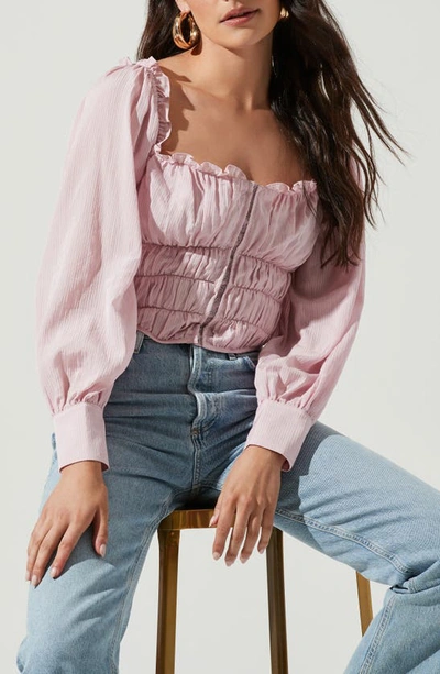 Shop Astr Amber Puff Sleeve Smocked Blouse In Pink