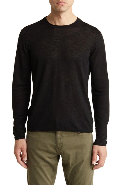Shop John Varvatos Lex Linen Blend Slub Sweater In Black