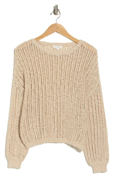 Blu Pepper Extended Shoulder Knit Sweater In Natural