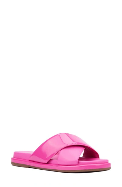 Shop New York And Company Geralyn Slide Sandal In Vivid Berry