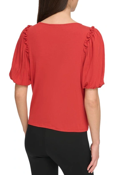 Shop Dkny Hardware Cutout Top In Red Ochre