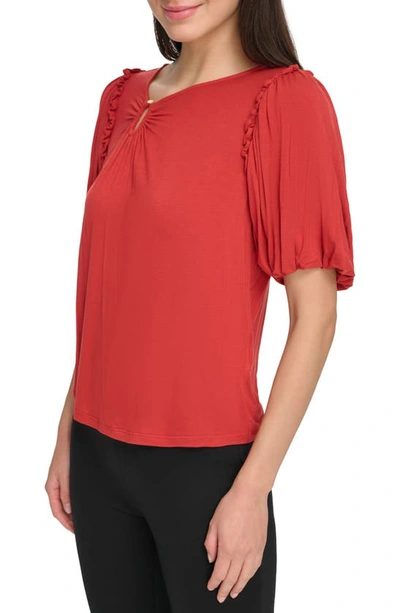 Shop Dkny Hardware Cutout Top In Red Ochre