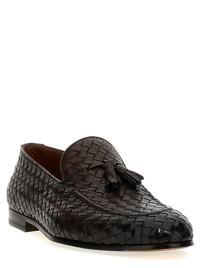 Shop Doucal's Braided Loafers Brown