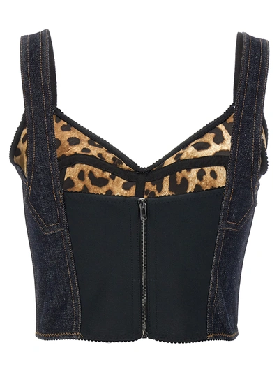 Shop Dolce & Gabbana Denim Corset Top Tops Blue