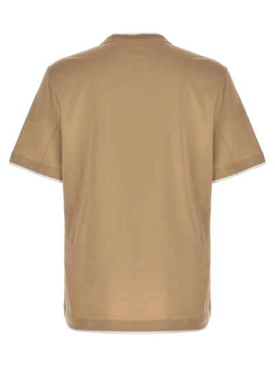 Shop Brunello Cucinelli Double Layer T-shirt Beige