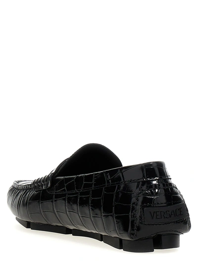 Shop Versace Driver Medusa Biggie Loafers Black