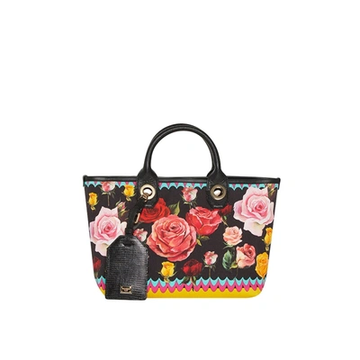Shop Dolce & Gabbana Flower-print Tote Bag In Black
