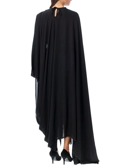 Shop Balenciaga Drape Midi Dress In Black