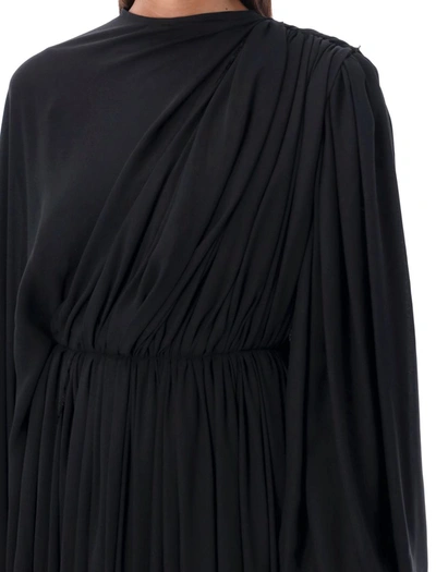 Shop Balenciaga Drape Midi Dress In Black