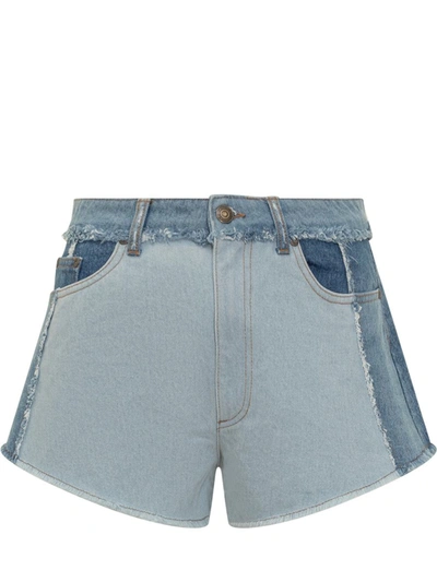 Shop Chiara Ferragni Patchwork Shorts In Blue