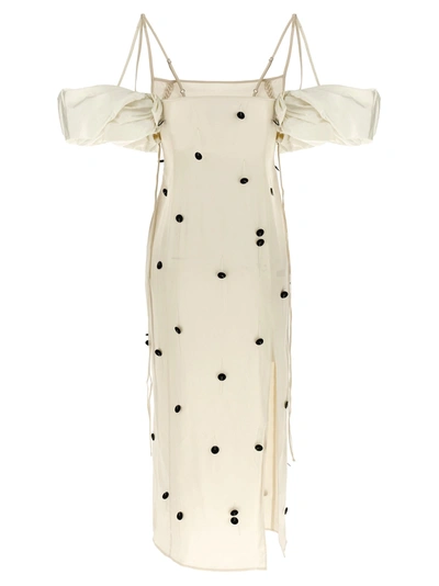 Shop Jacquemus La Robe Chouchou Dresses White/black