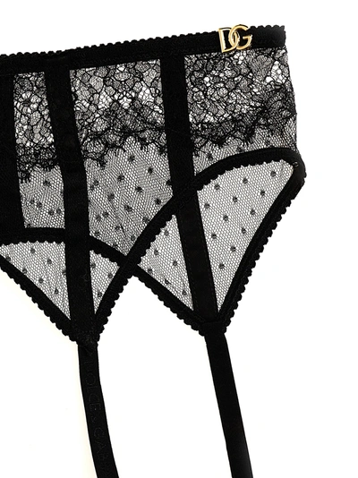 Shop Dolce & Gabbana Lace Garters Socks Black