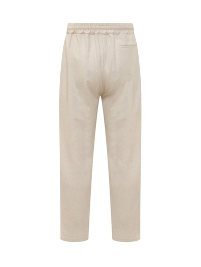 Shop Gcds Linen Wide Pants In Beige
