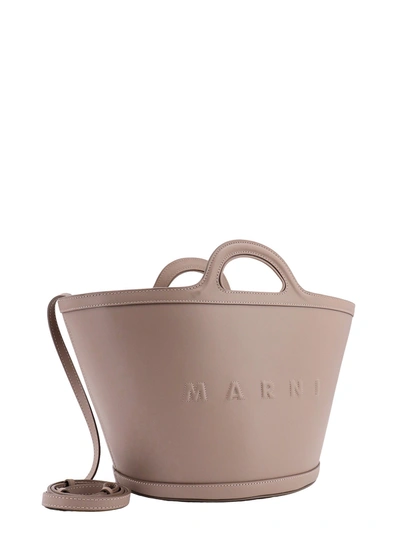 Shop Marni Leather Handbag With Embossed Logo