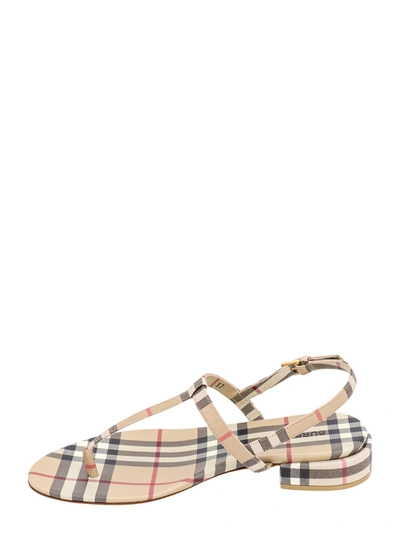 Shop Burberry Leather Sandals With Vintage Check Motif